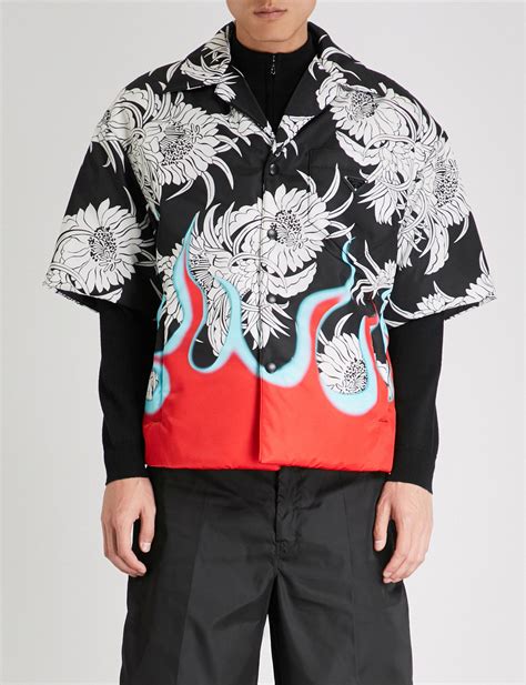 prada mens shirt flames|Prada nylon shirt men.